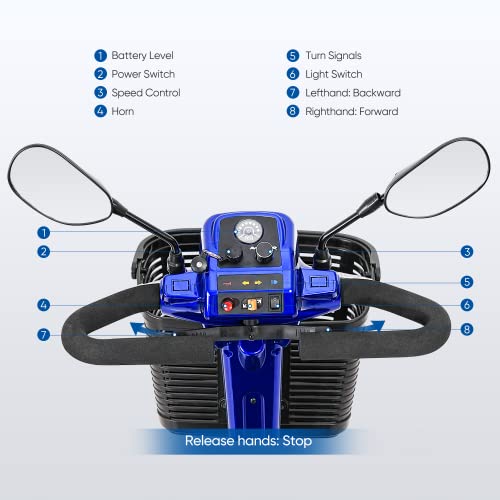 Blue 4 Wheel Power Mobility Scooter with Basket K393070