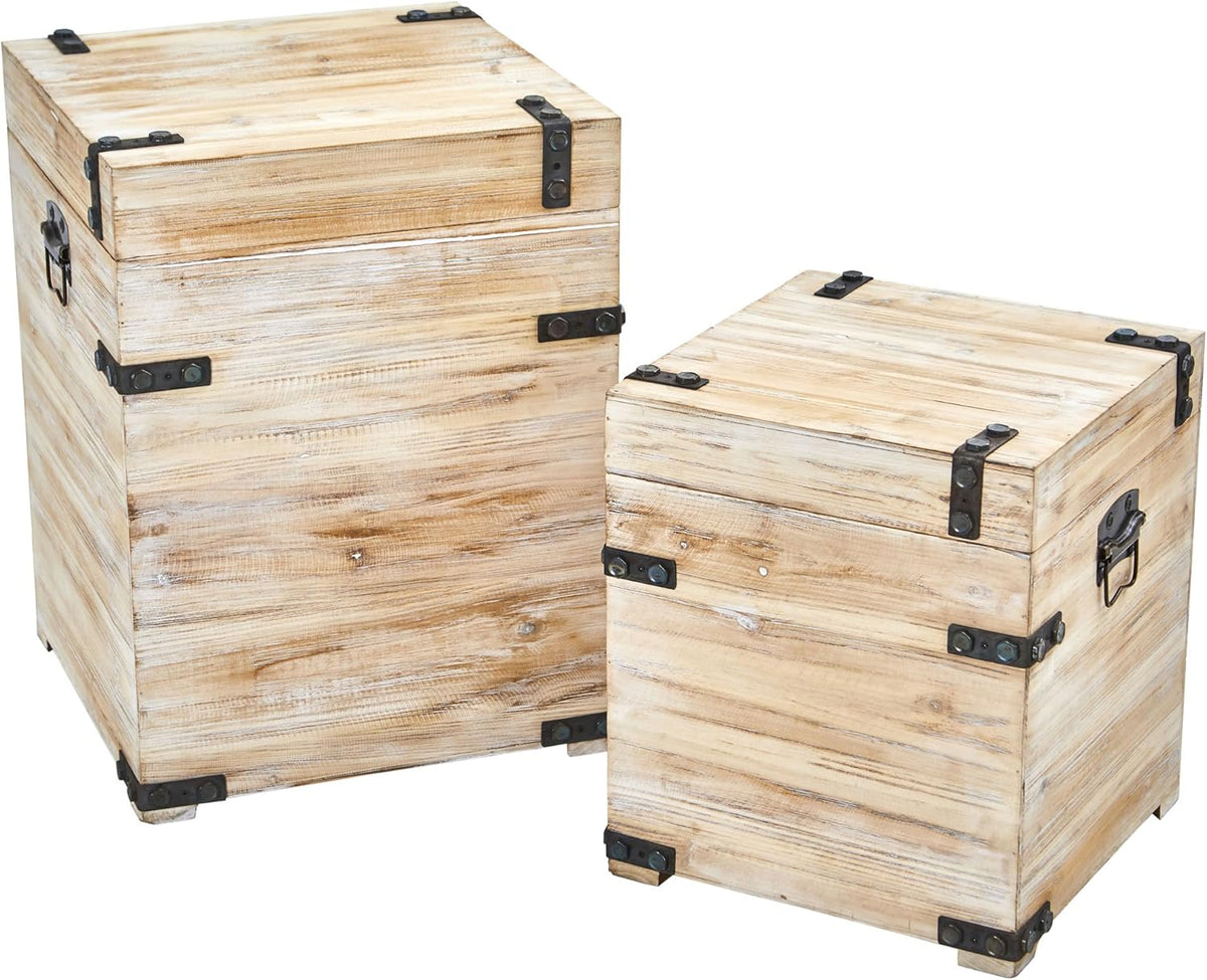 White Wash Storage Boxes/Trunks (Set of 2) G5516