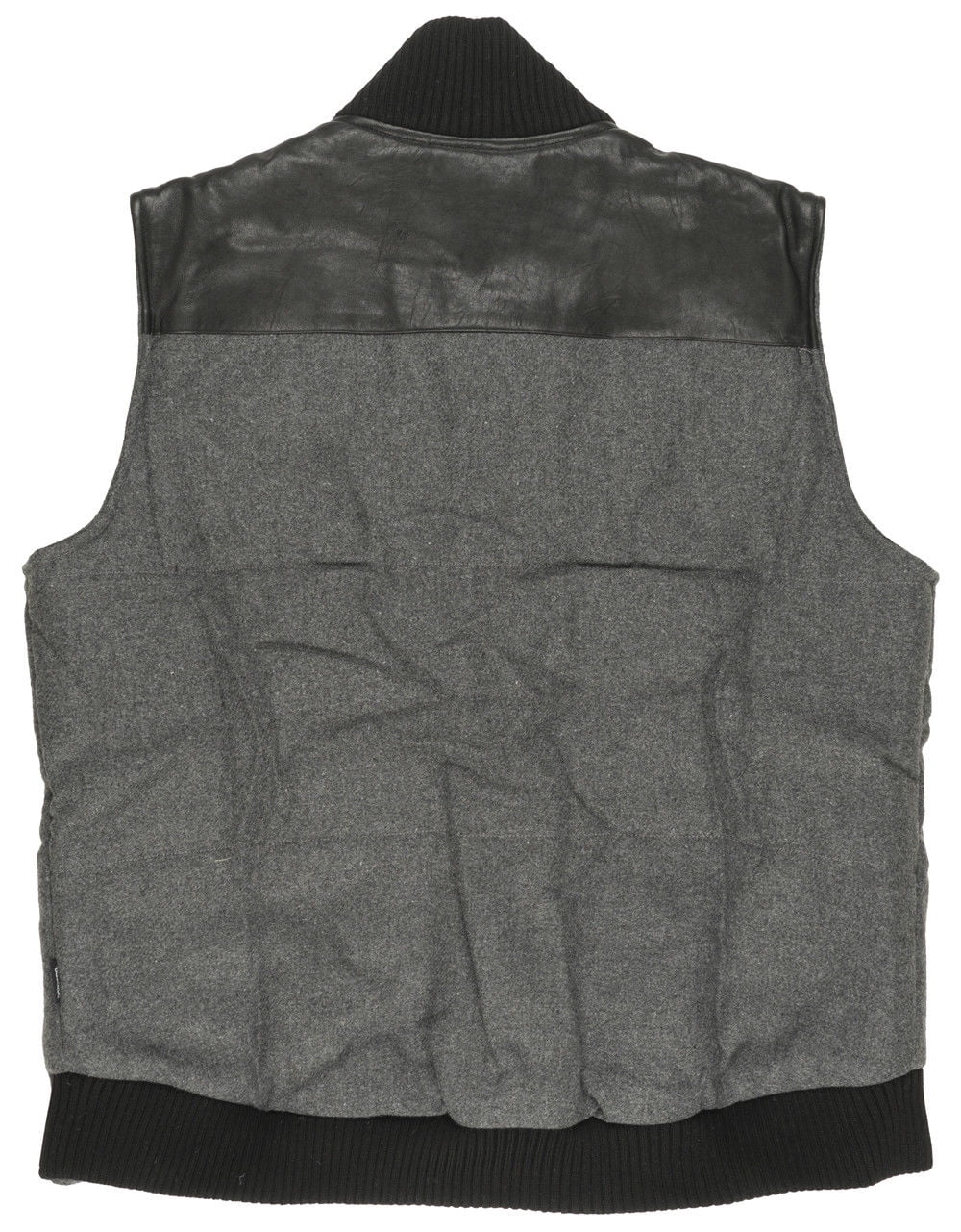 Charcoal Black Woolen Puffer Vest A16382