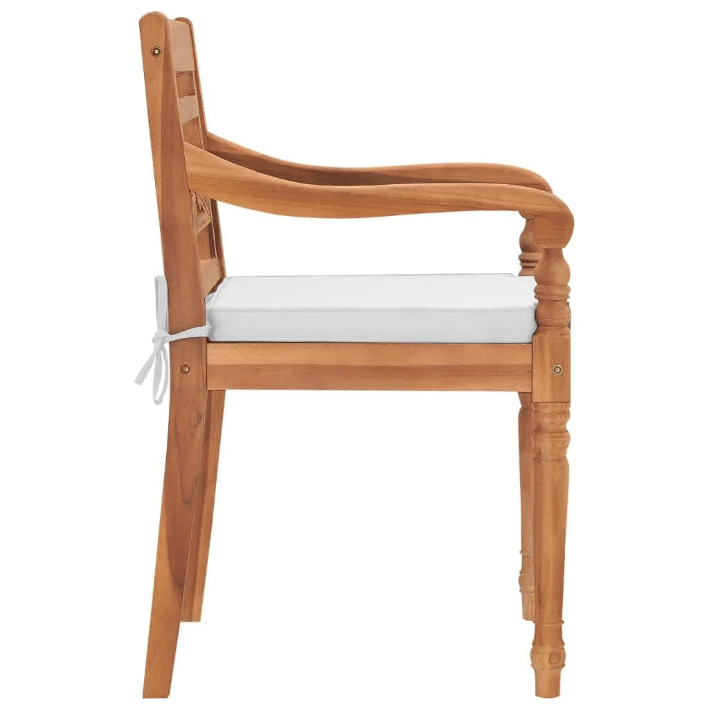 2 pcs Solid Teak Wood Chairs with Cushions P116