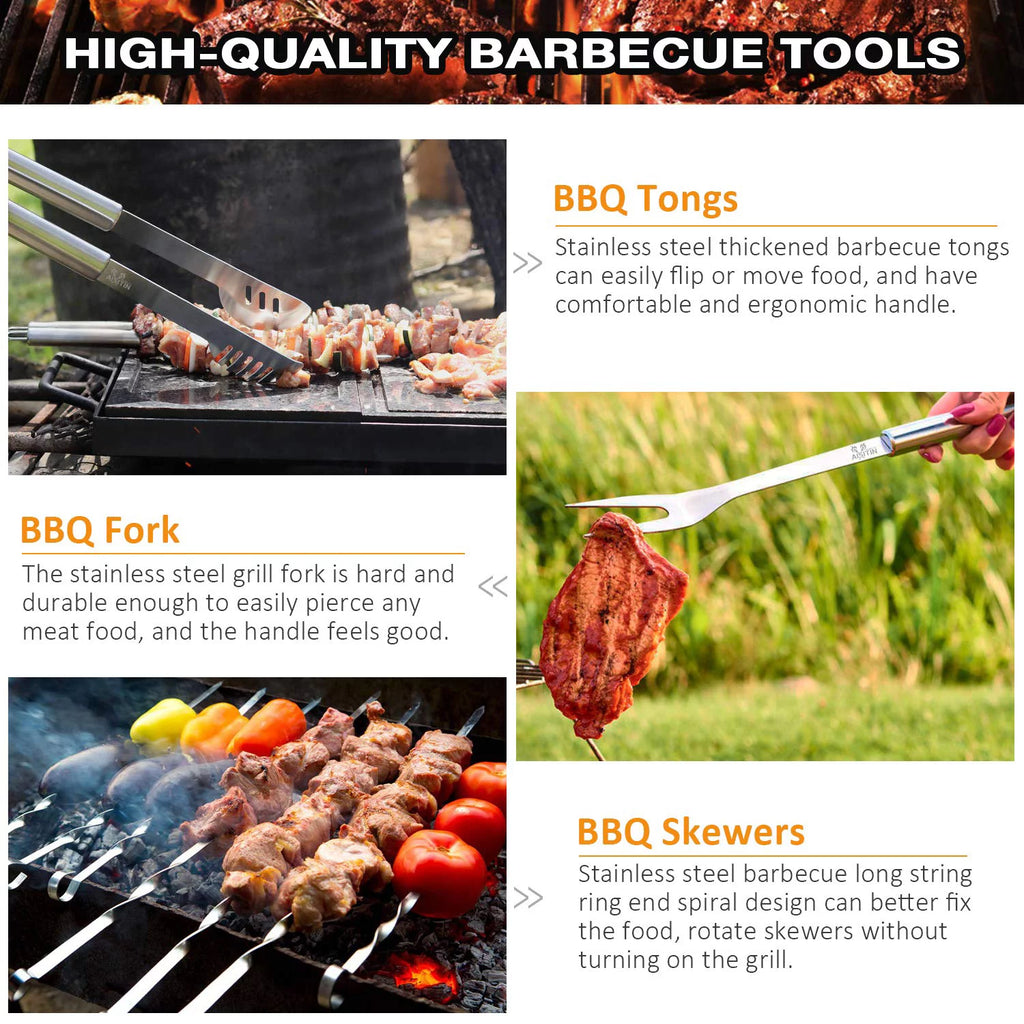 35 Pcs BBQ Grill Accessories Set with Thermometer, Fork, Tongs V895