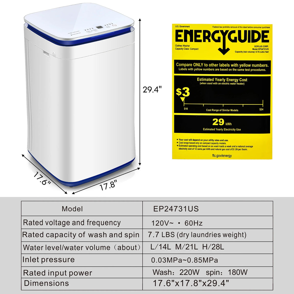 Compact Full Automatic Washing Machine E551193