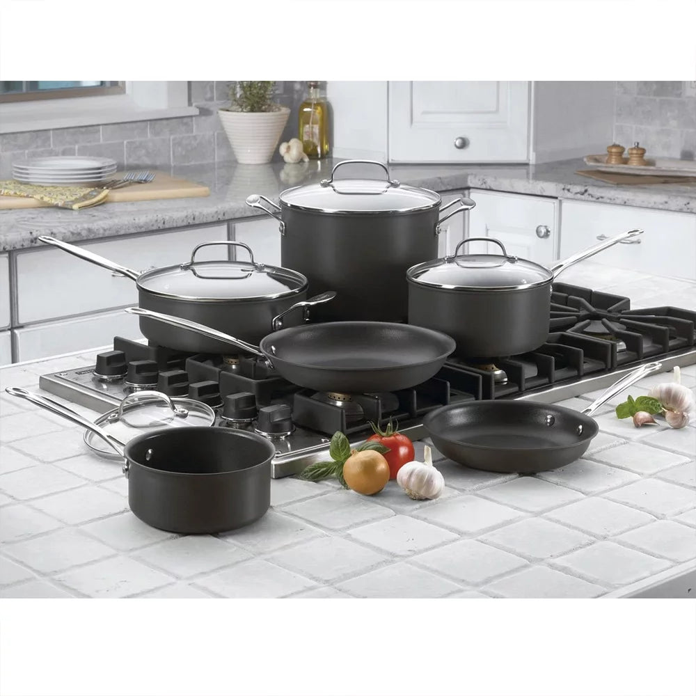 10-Piece Nonstick Hard-Anodized Cookware Set with 12-Piece Knife Set Y2251