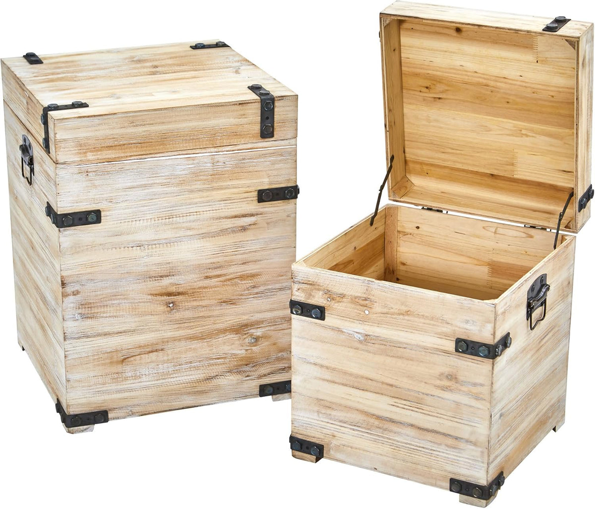 White Wash Storage Boxes/Trunks (Set of 2) G5516