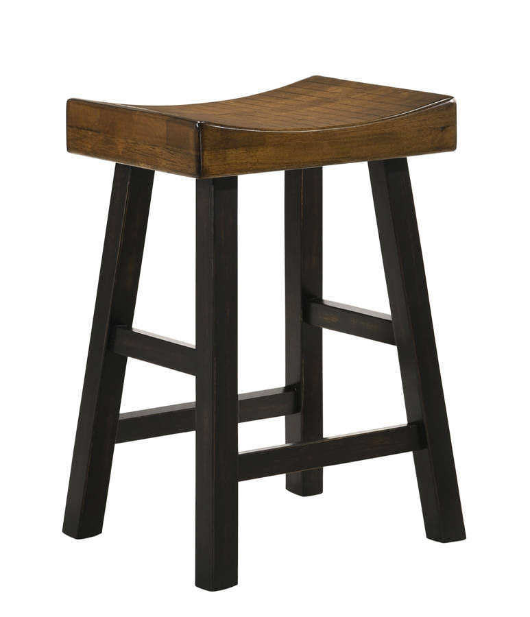 Rustic Oak Saddle Stool 24 inch Pair F622