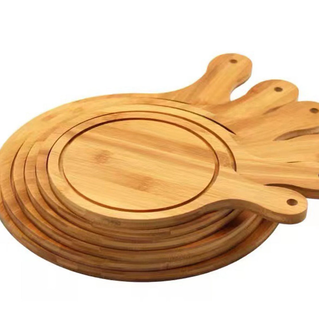 Round Bamboo Wooden Pizza Paddle Cutting Board Y732