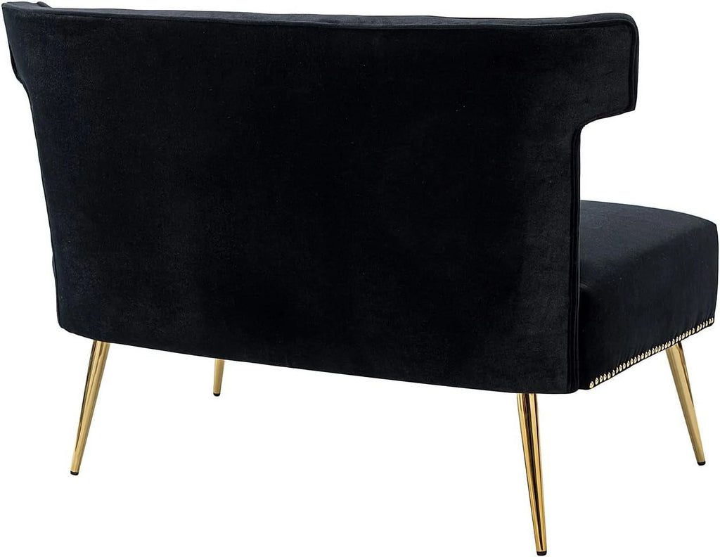 Velvet Upholstered Armless Loveseat Sofa with Golden Metal Legs C163