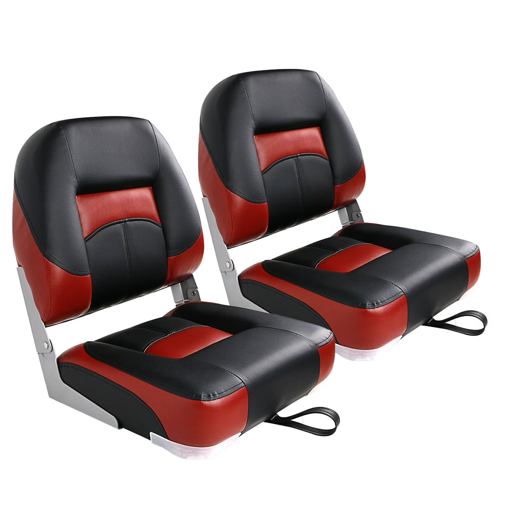 Black/Red Folding Fishing Boat Seat, Set of 2 L51575