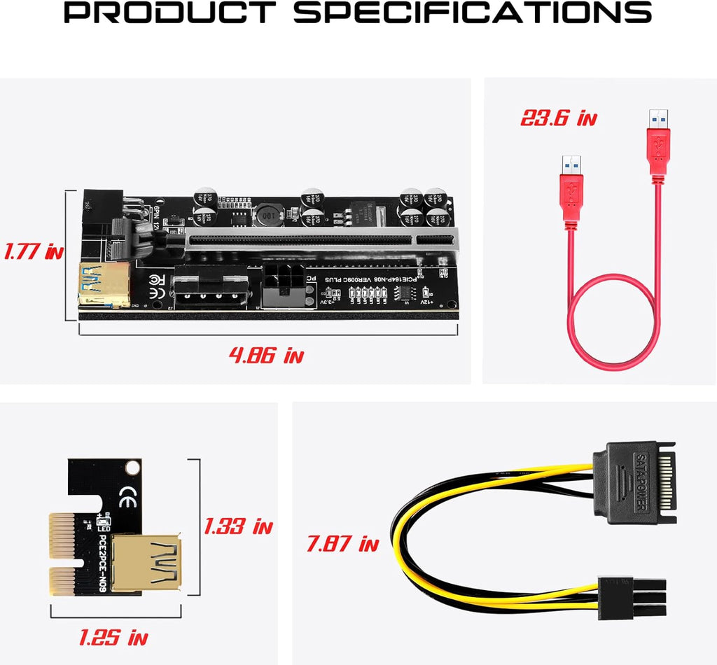 6 Pack PCI-E GPU Riser with 60cm USB 3.0 Cable G404678