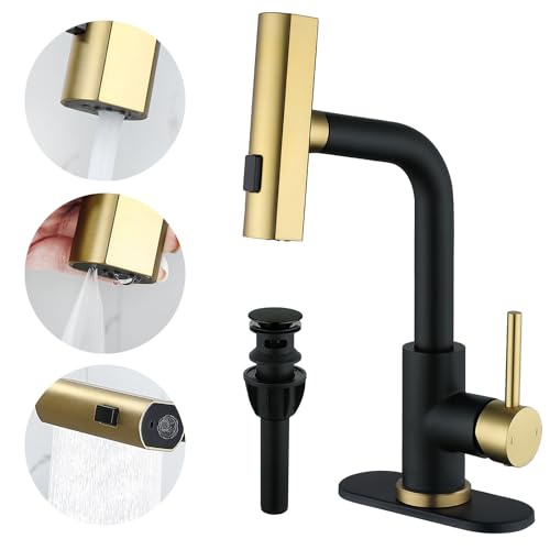 Brushed Gold Single Handle Pull Down Bathroom Faucet R4559