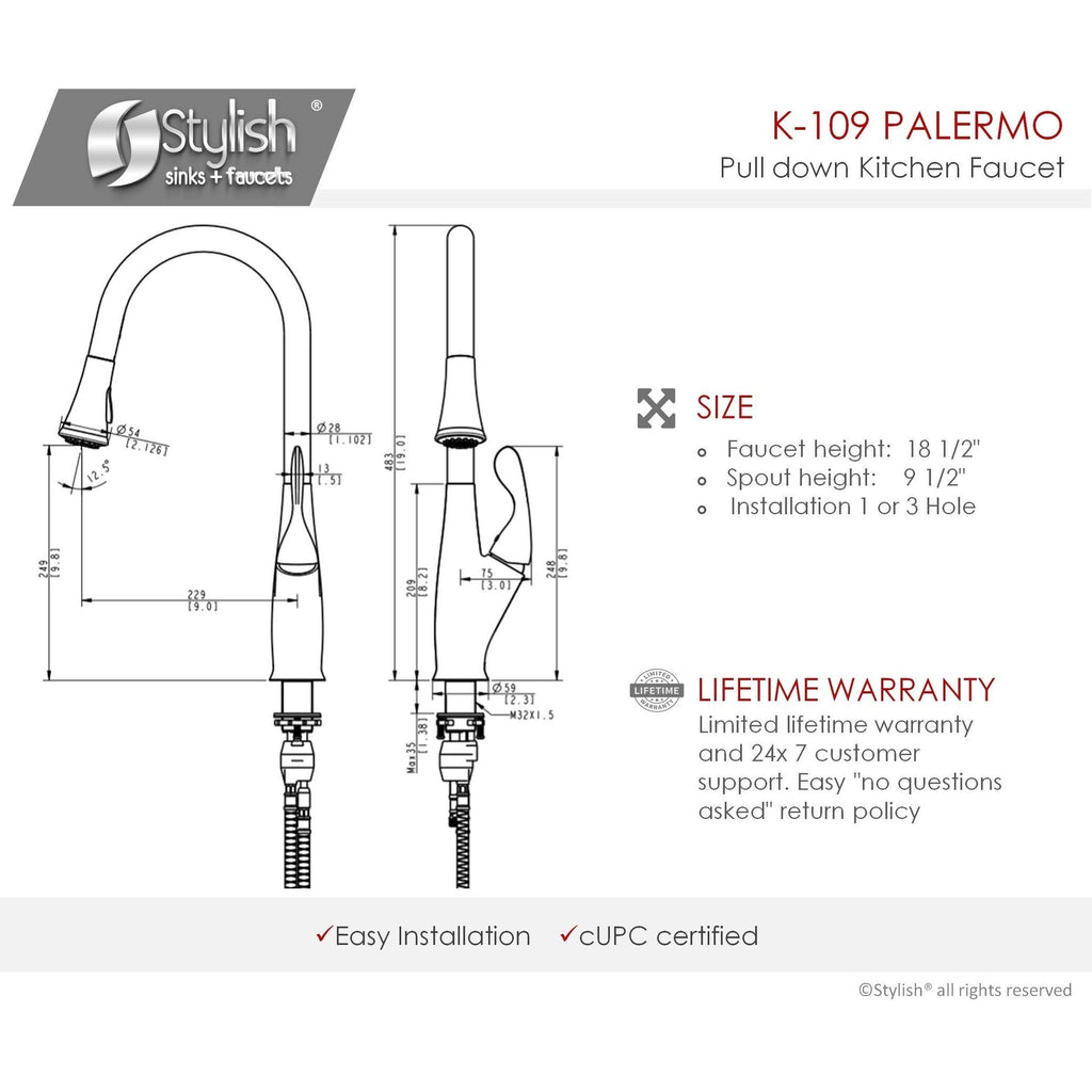 Brushed Nickel Single Handle Pull Down Kitchen Faucet J3358