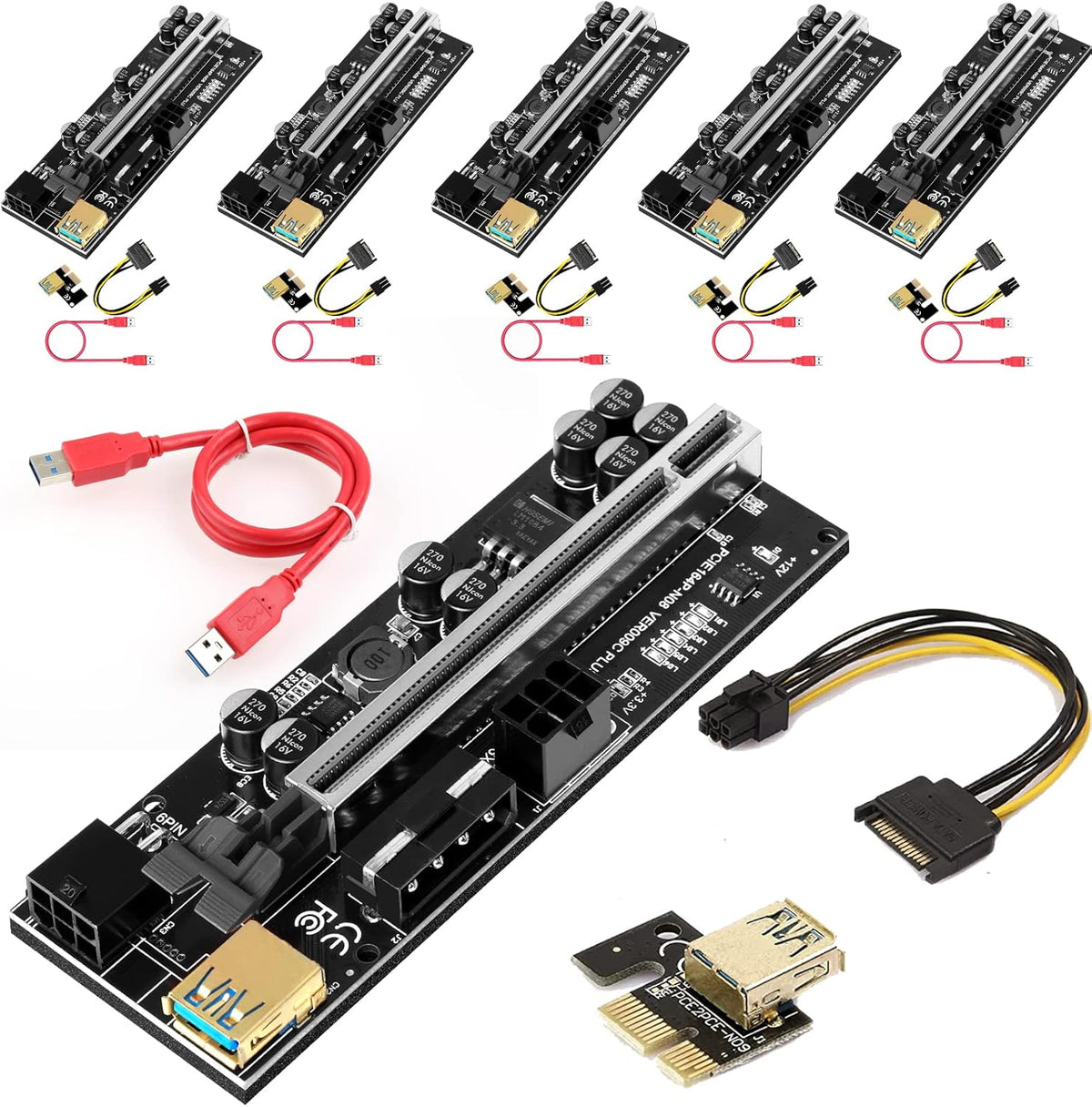 6 Pack PCI-E GPU Riser with 60cm USB 3.0 Cable G404678