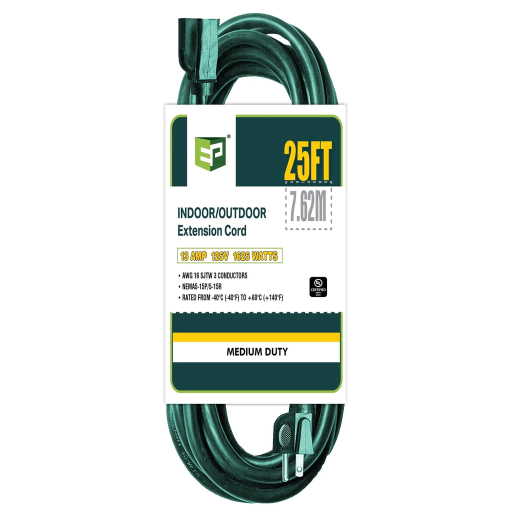 15 Ft Green 16/3 SJTW Extension Cord K5070