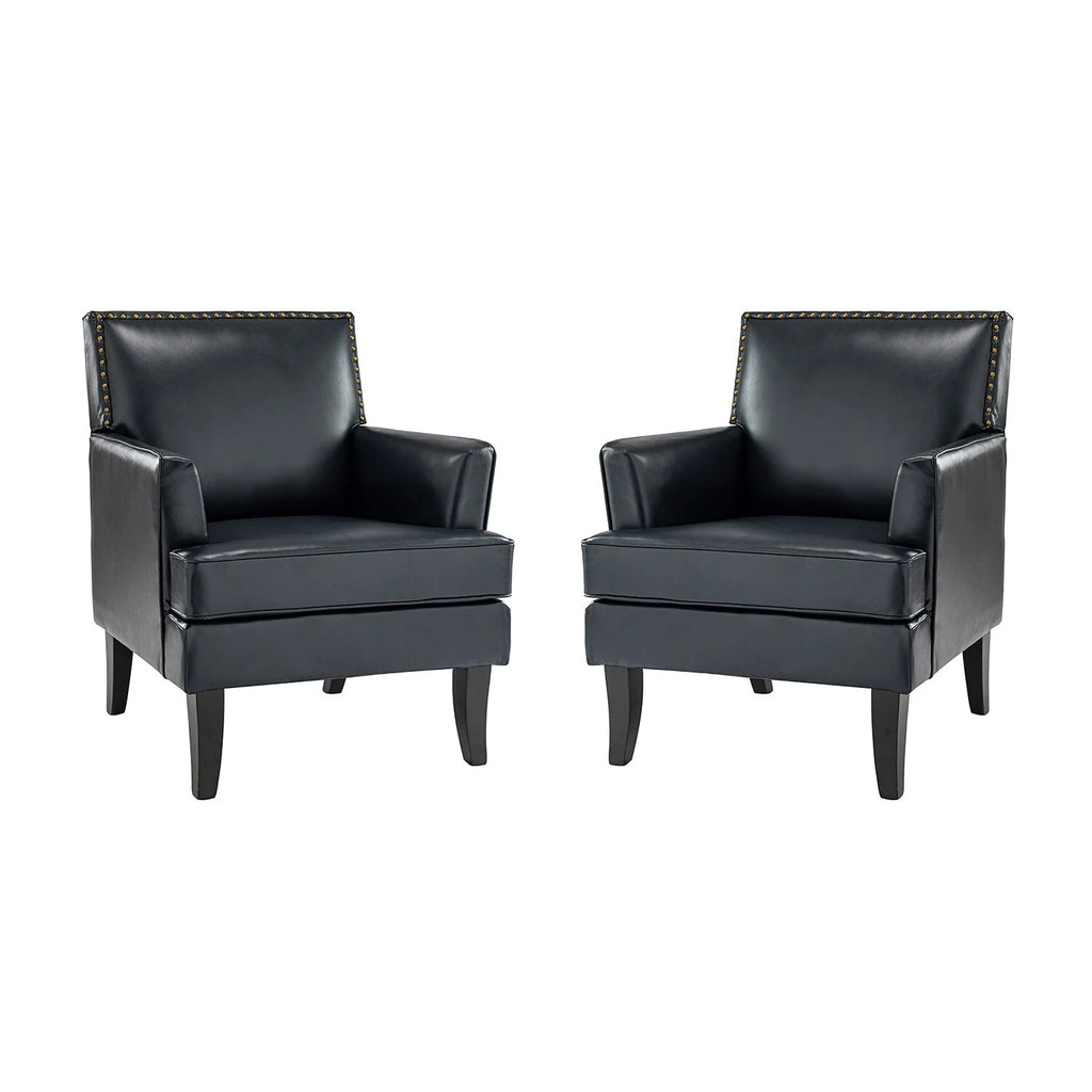 Polyester Accent Chair with Solid Wooden Legs Set of 2 U380111