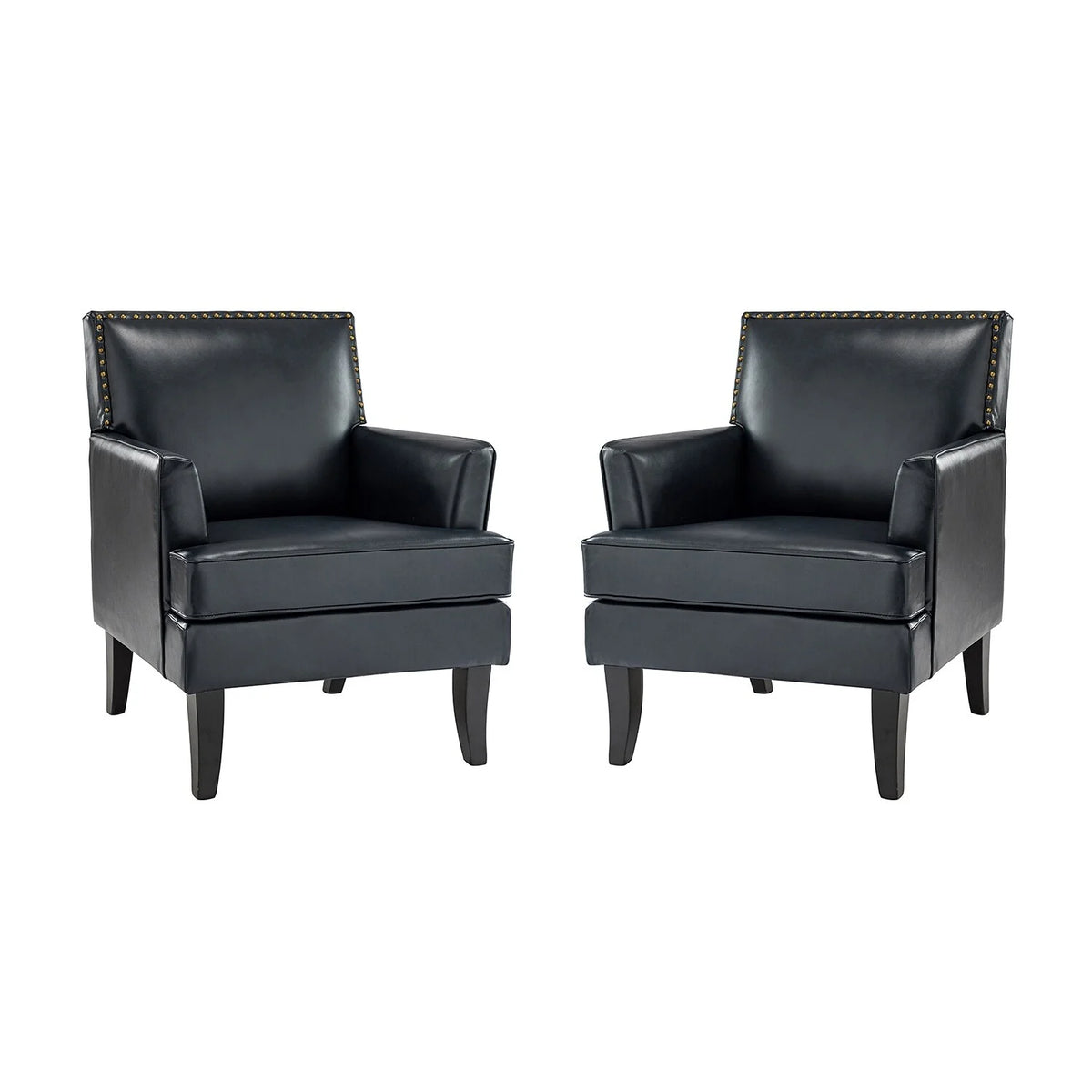 Polyester Accent Chair with Solid Wooden Legs Set of 2 U380111