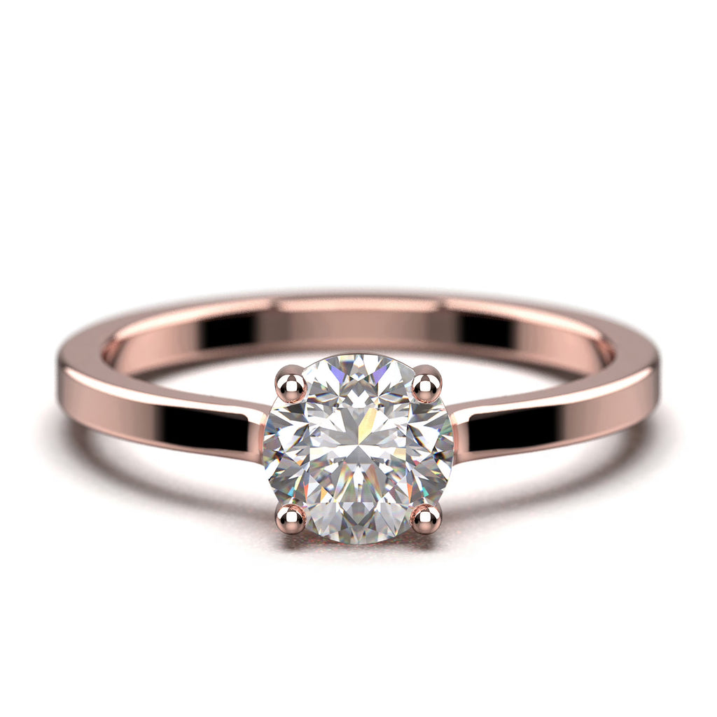 1.00 Carat Round Cut Moissanite Solitaire Engagement Ring in 10k Solid Rose Gold K6834