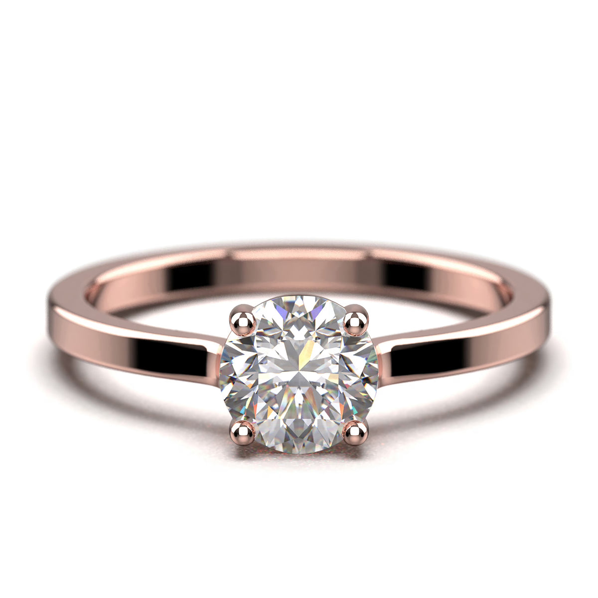 1.00 Carat Round Cut Moissanite Solitaire Engagement Ring in 10k Solid Rose Gold K6834