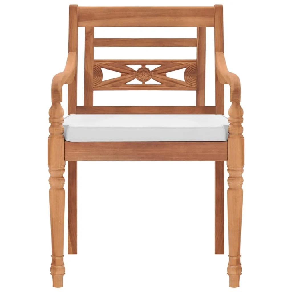 2 pcs Solid Teak Wood Chairs with Cushions P116