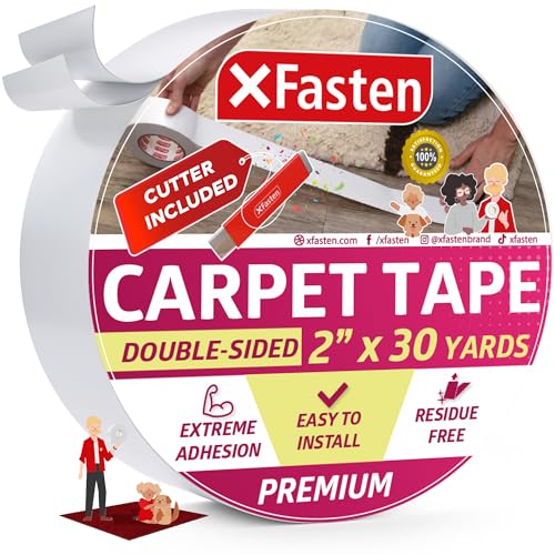 Double Sided Carpet Tape 2 Inch x 30 Yards Residue-Free L9016