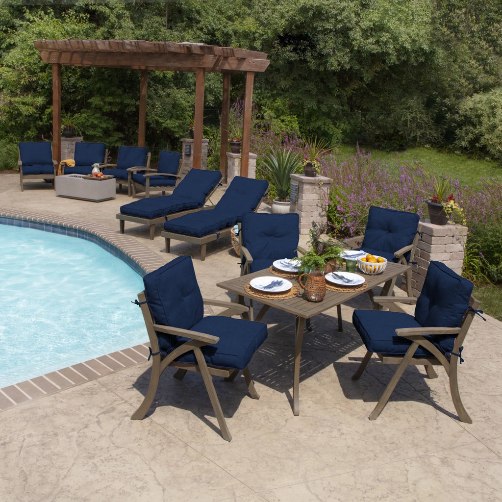 Tufted Water Repellent Dining Chair Cushion, 20 x 21 D942