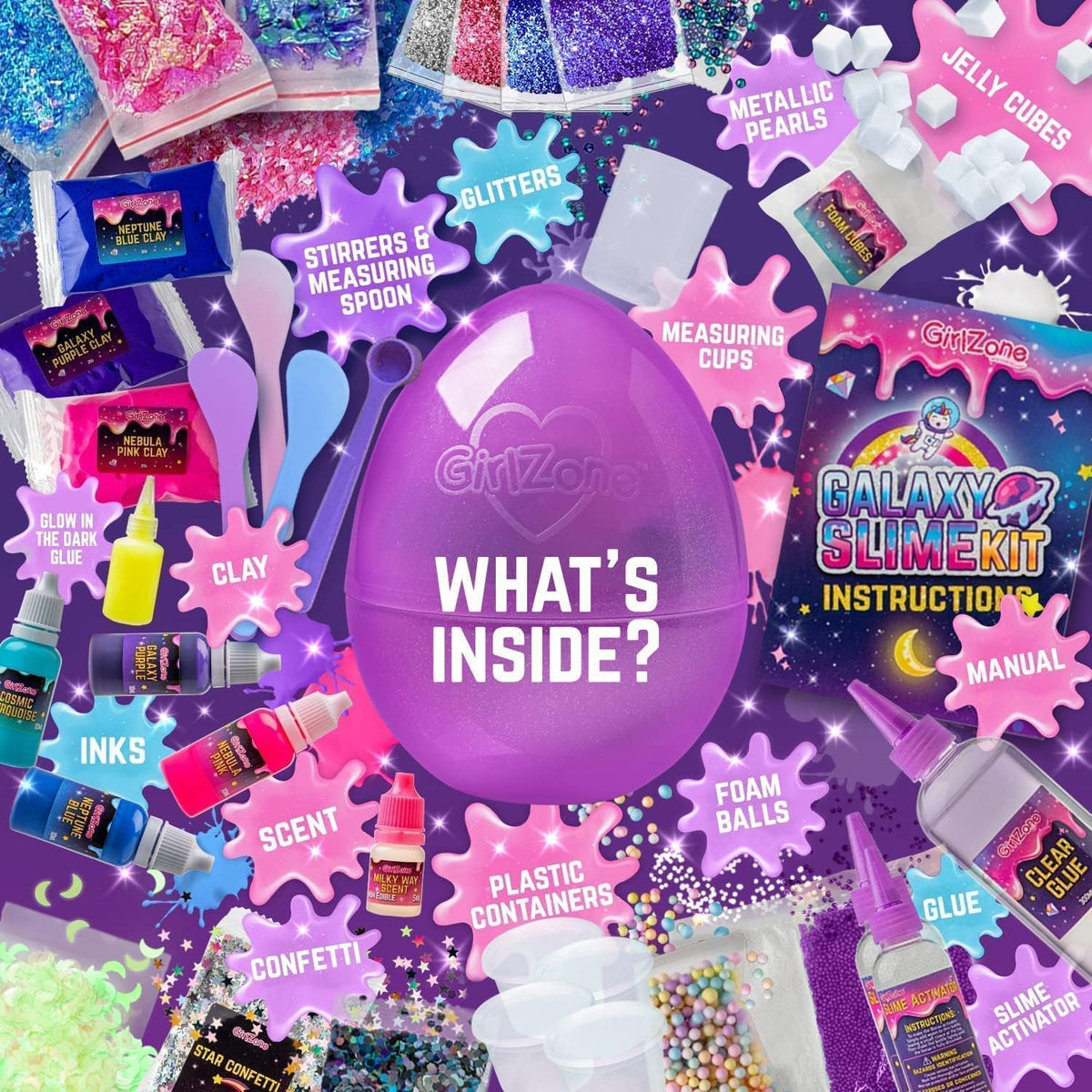 Egg Surprise Galaxy Slime Kit, 41 Pieces, 9.5 Inches High T2984