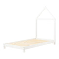 White Wood Bed with House Frame Headboard H382794