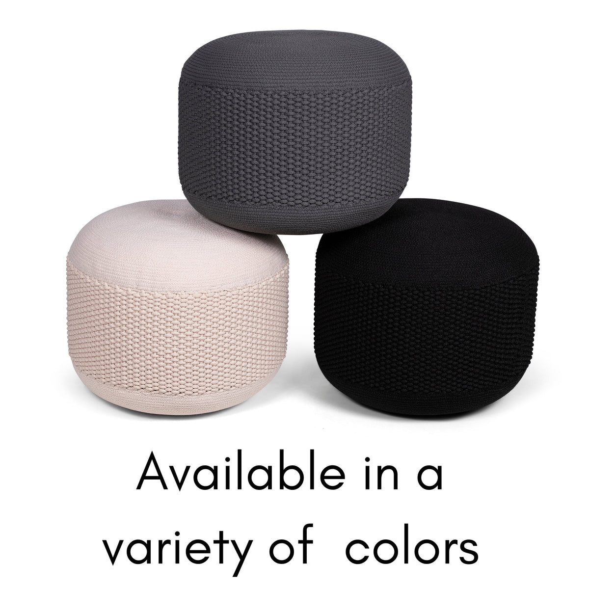 Woven Knitted Indoor or Outdoor Pouf - Black E35702