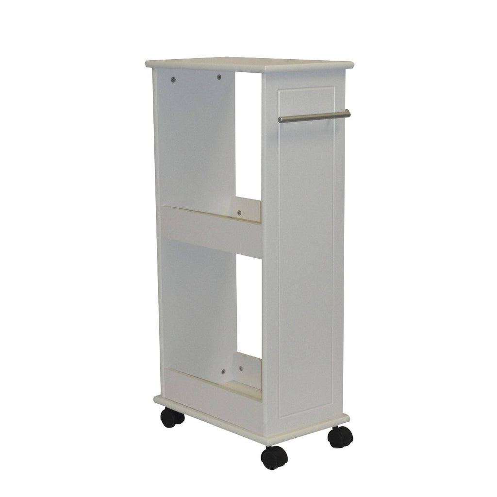White Rolling Side Cabinet with Shelves W187360