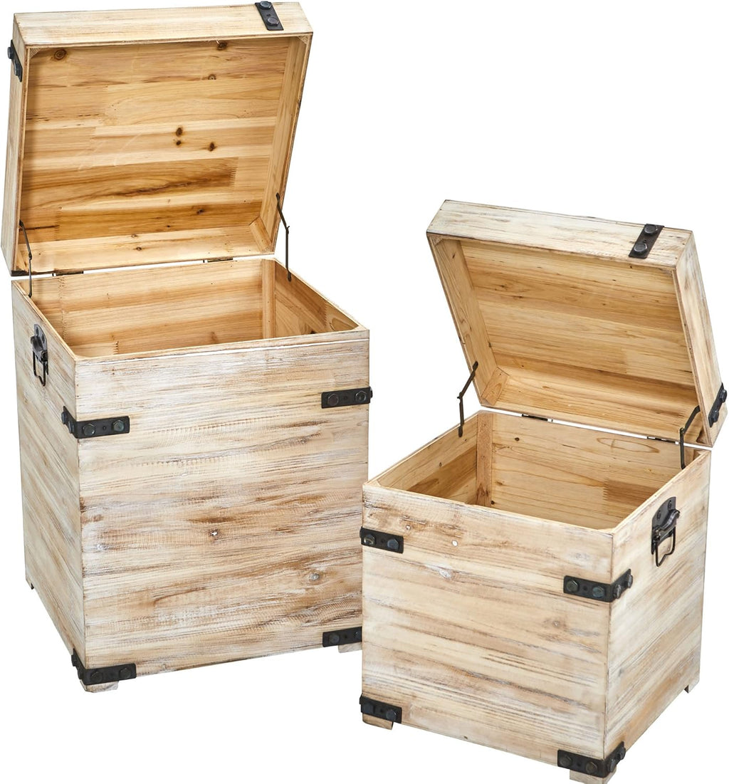 White Wash Storage Boxes/Trunks (Set of 2) G5516