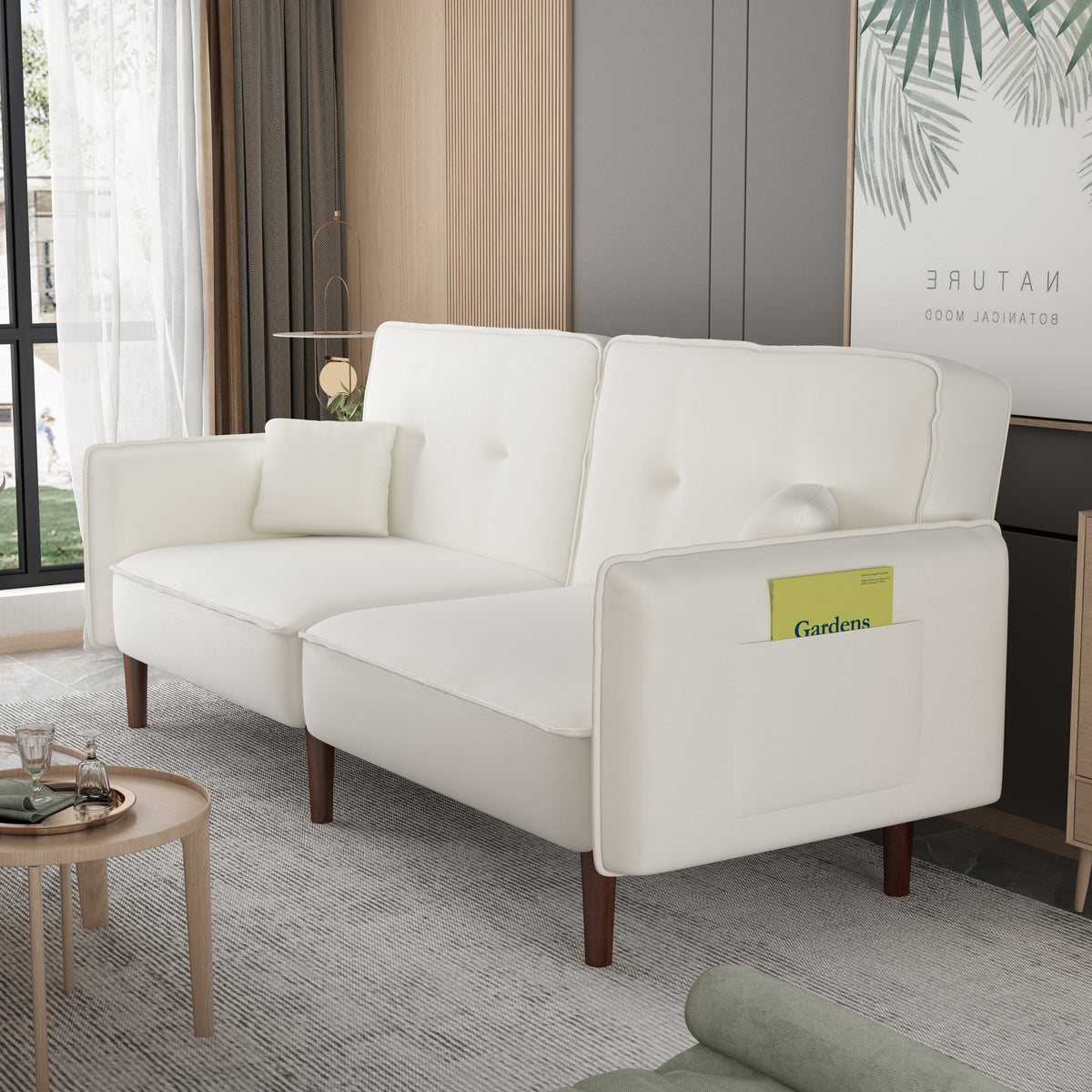 Cotton Linen Fabric Sofa Bed D93381