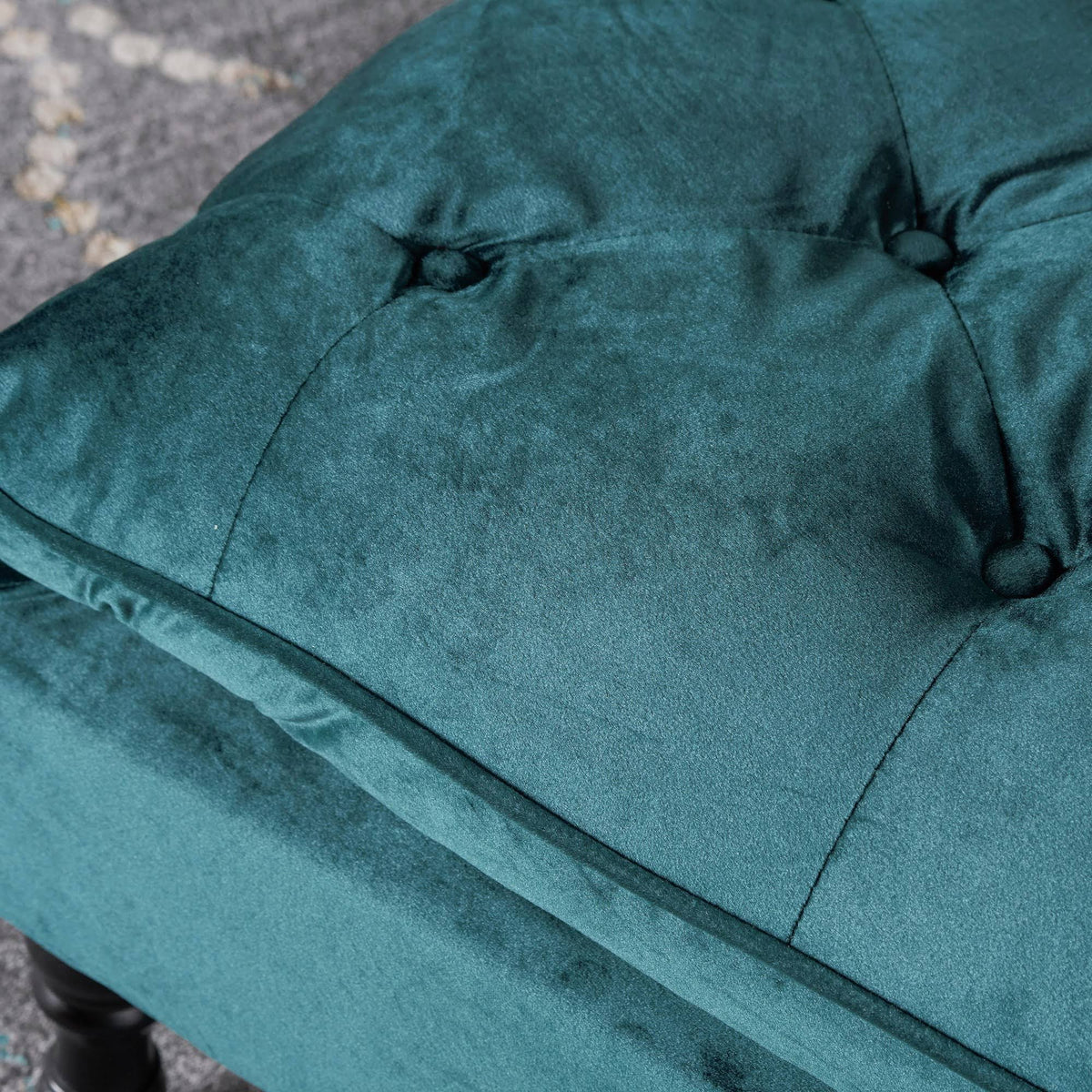 Teal Tufted Velvet Ottoman Bench V761632