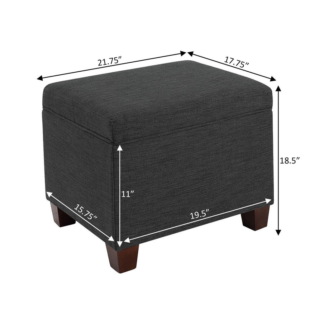 Dark Charcoal Gray Fabric Storage Ottoman W7933