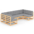 6 Piece Garden Conversation Set Gray Cushion Pinewood Sectional Outdoor Furniture I27858