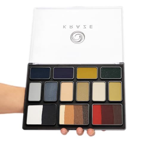 12 Color Water Activated Face Paint Palette with 2 Brushes B488