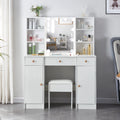 White Vanity Set with Lighted Mirror and Stool J2301