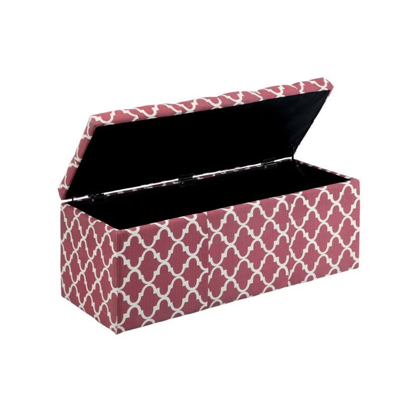Red Fabric Storage Ottoman P851