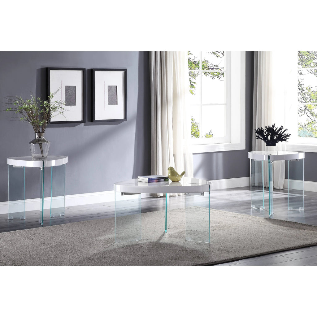White High Gloss & Clear Glass Coffee Table X834752