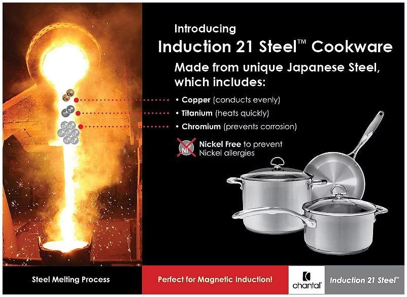 21 Steel Induction Stock Pot with Glass Lid 8 Quart H8735