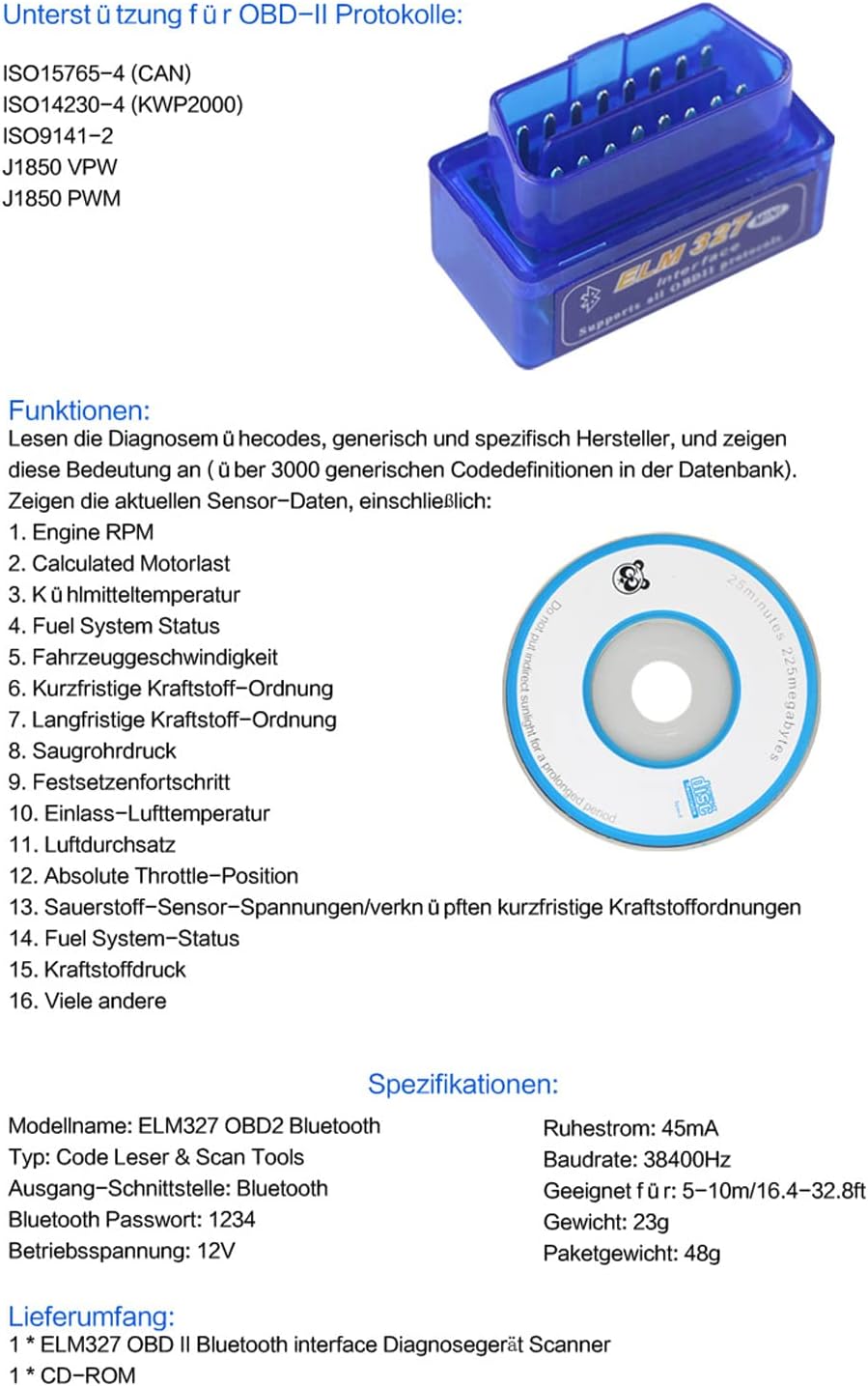 Bluetooth OBD2 Vehicle Diagnostic Tool C73962