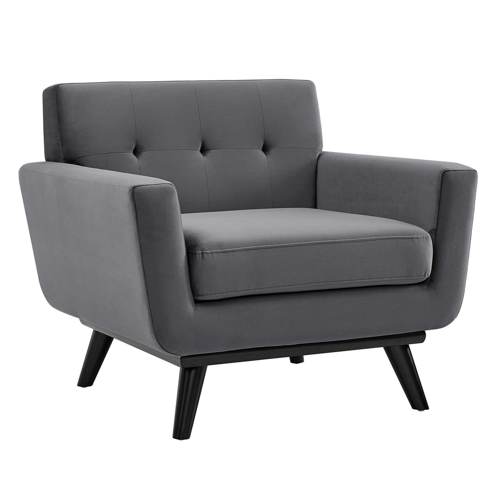 Gray Tufted Velvet Armchair Q582