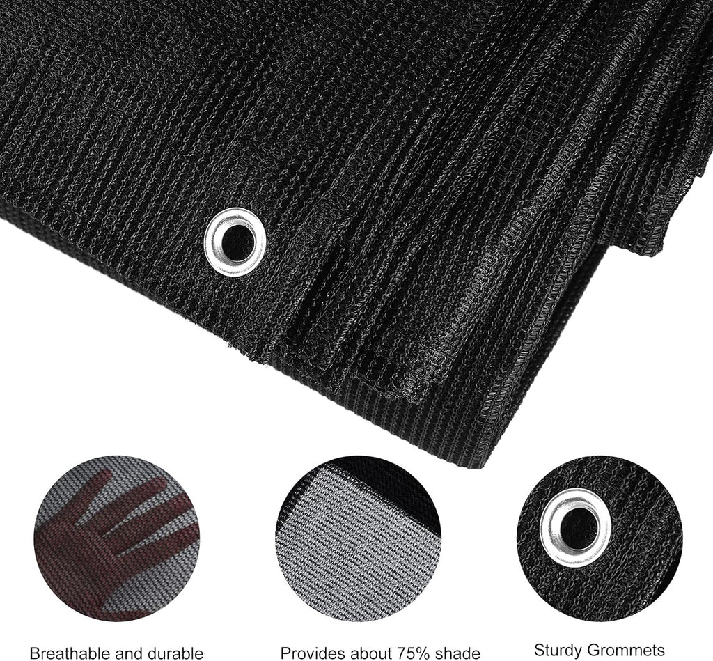 70% Heavy-Duty Mesh Tarp 8ftx16ft Black Shade Cloth Pack of 2 E764