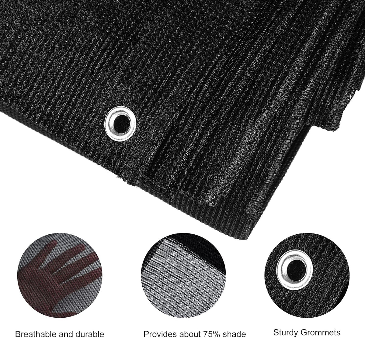 70% Heavy-Duty Mesh Tarp 8ftx16ft Black Shade Cloth Pack of 2 E764