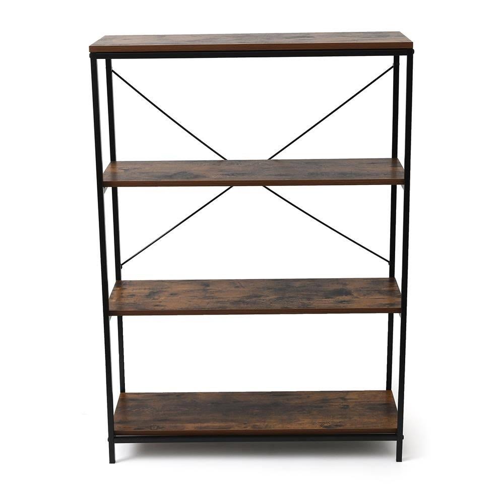 4-Tier Industrial Metal and Wood Bookcase H91505