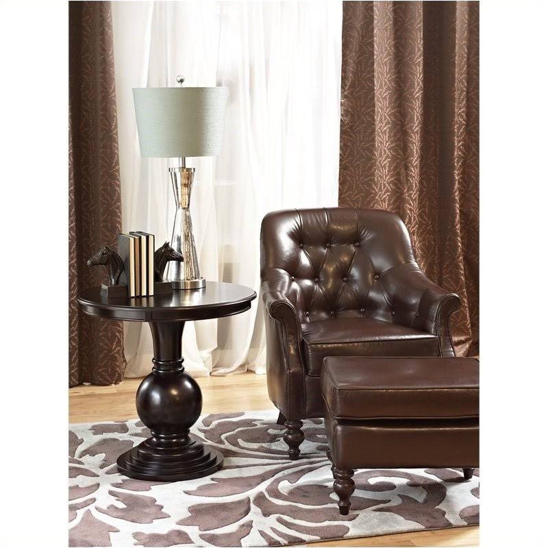 Espresso Round Pedestal End Table I8369