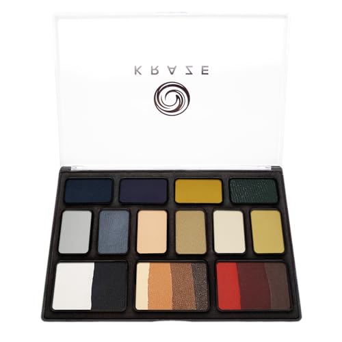 12 Color Water Activated Face Paint Palette with 2 Brushes B488