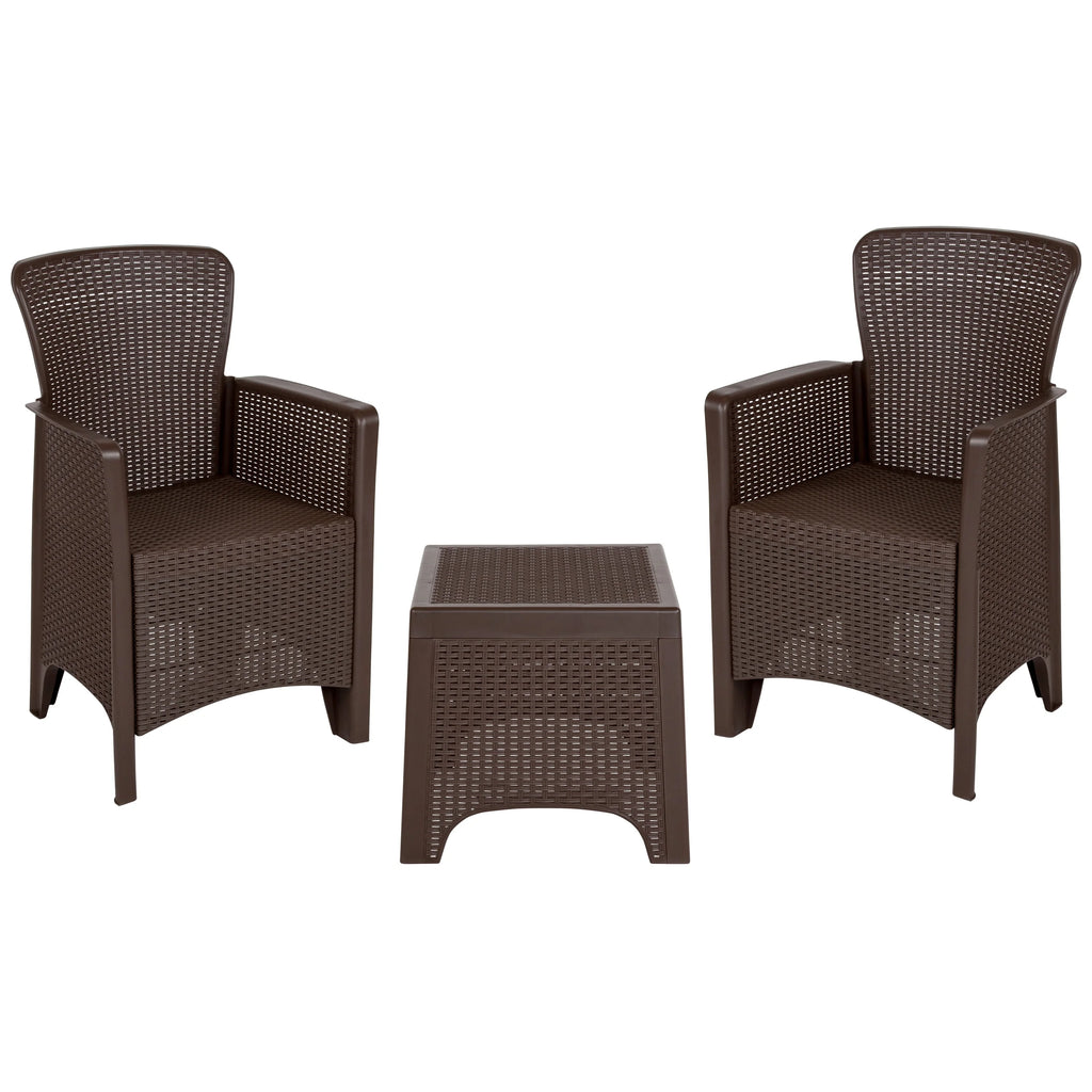Faux Rattan Wicker Lounge Chairs and Side Table M4096