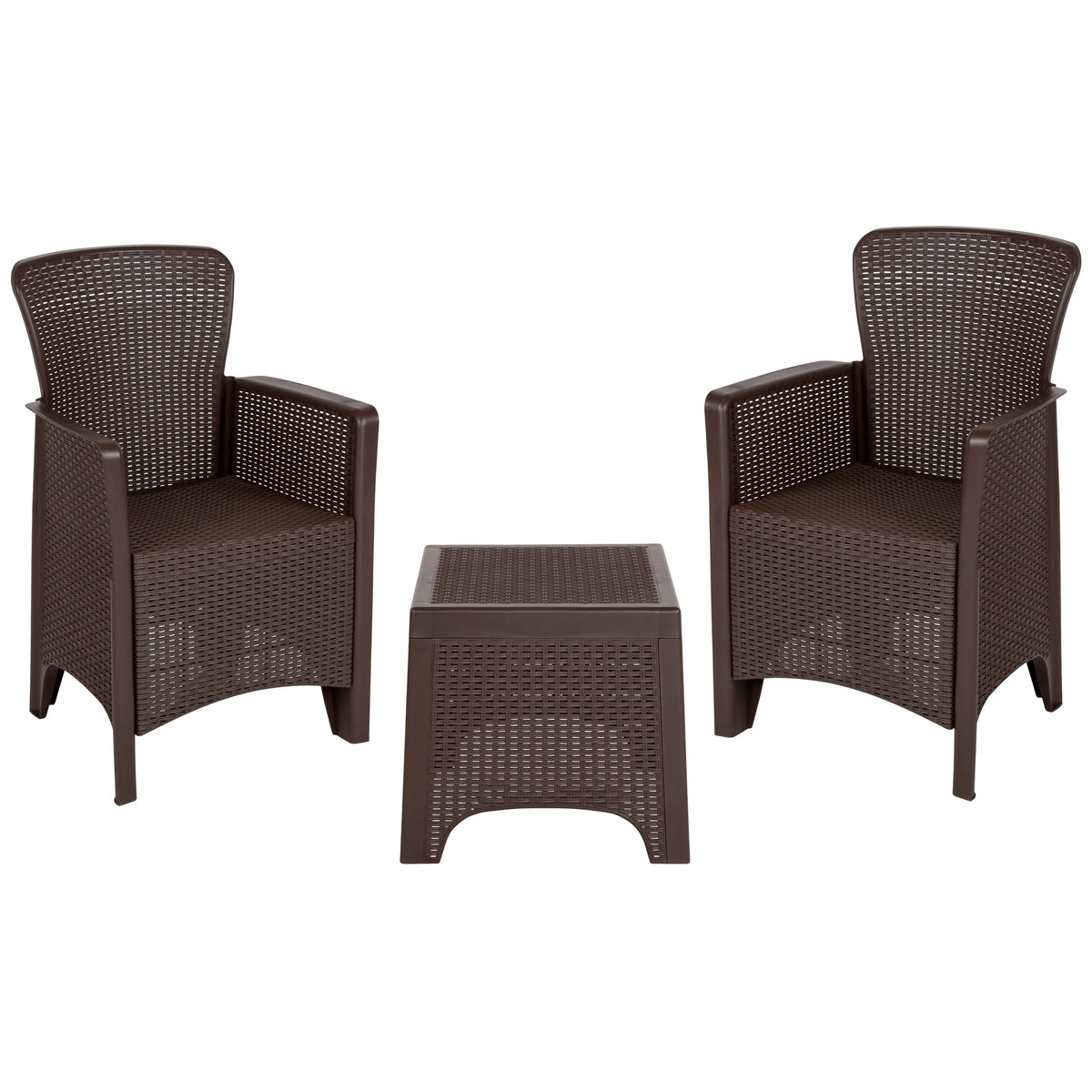 Faux Rattan Wicker Lounge Chairs and Side Table M4096