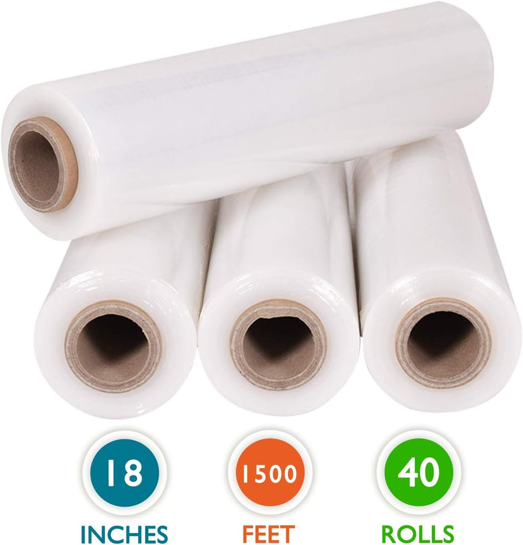 4 Rolls 18" x 1500 Ft 55 Gauge Clear Stretch Film R584