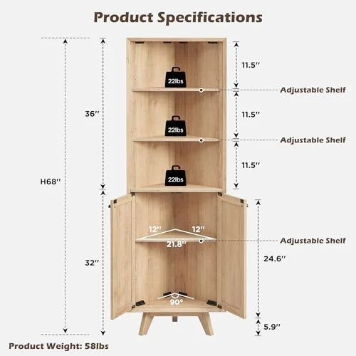 Natural Rattan Bathroom Floor Cabinet with Sliding Door & 3 Drawers J2129