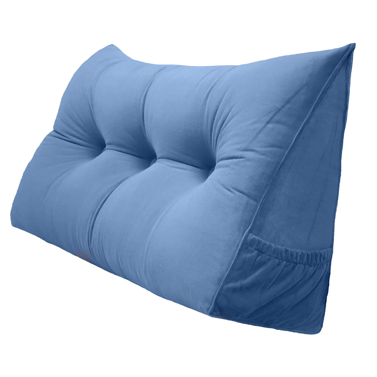 Large Bolster Cushion Wedge Pillow with Removable Cover and Two Side Pockets Steel Blue Twin 39 inches J2413